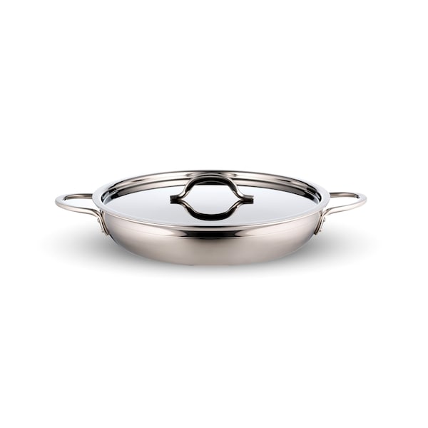 Bon Chef Country French-Two Tone S/S Saute Pan/Skill W/Cov Dbl Hndl 113/4"D X 23/8"H 2Ea 2" Rnd Hndls 3Qt 4Oz 60306-2ToneSS - main